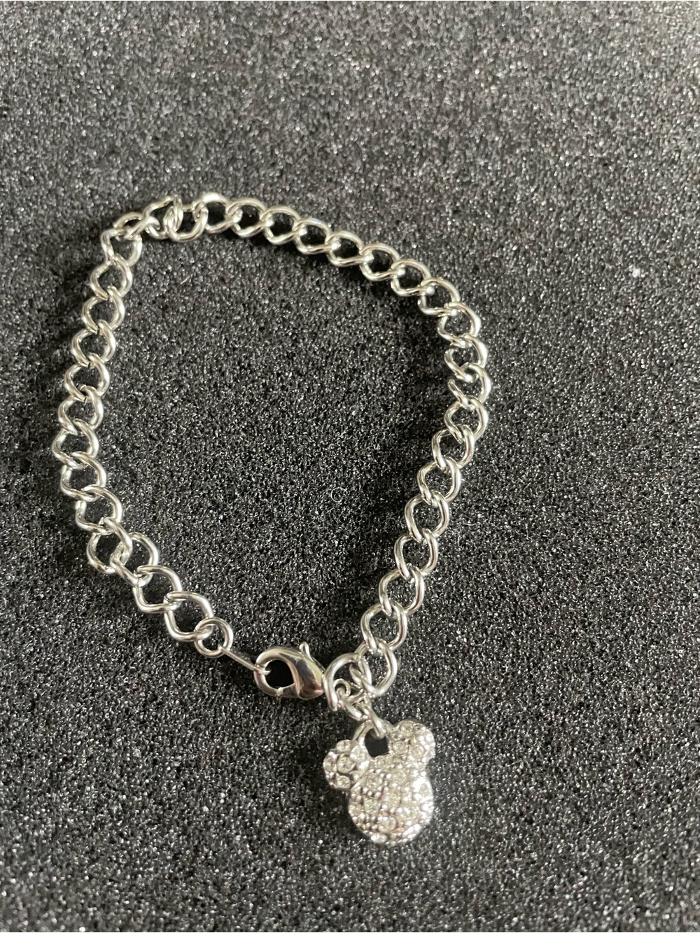 Disney Silver Charm Bracelet Mickey Mouse W Crystals
